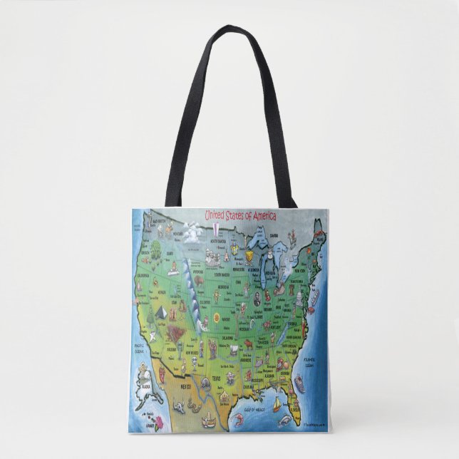 USA Cartoon Map Tasche (Vorderseite)