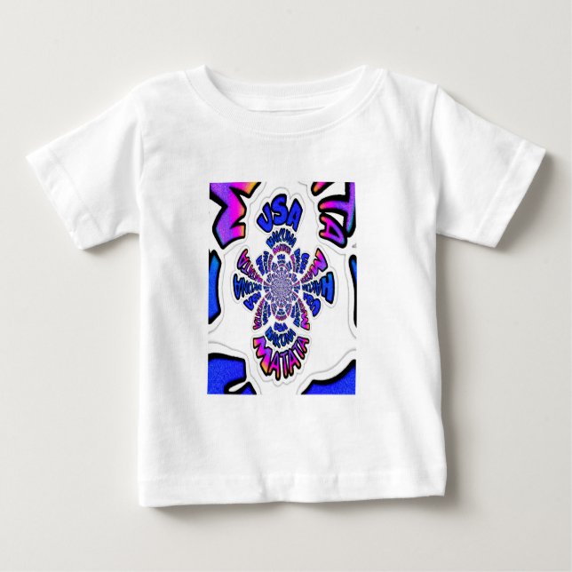 USA Celebration: Lieblicher Spaß Text Dynamic Art Baby T-shirt (Vorderseite)