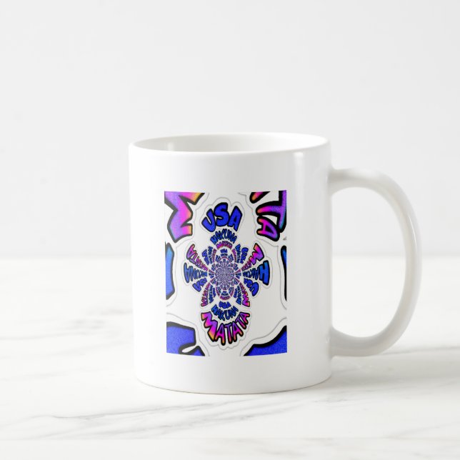 USA Celebration: Lieblicher Spaß Text Dynamic Art Kaffeetasse (Rechts)