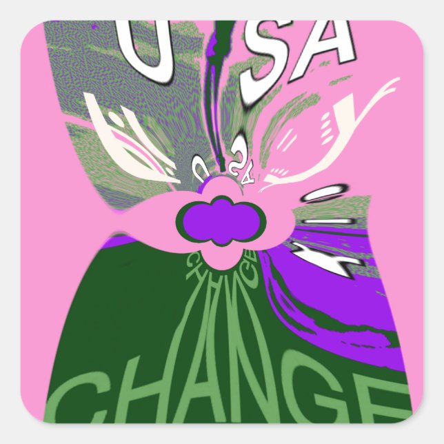 USA Change Art Print Quadratischer Aufkleber (Vorderseite)