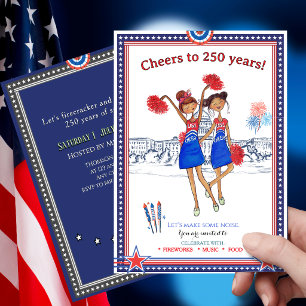USA Cheerleader US 250. Jubiläum Spaß Patriotisch Einladung