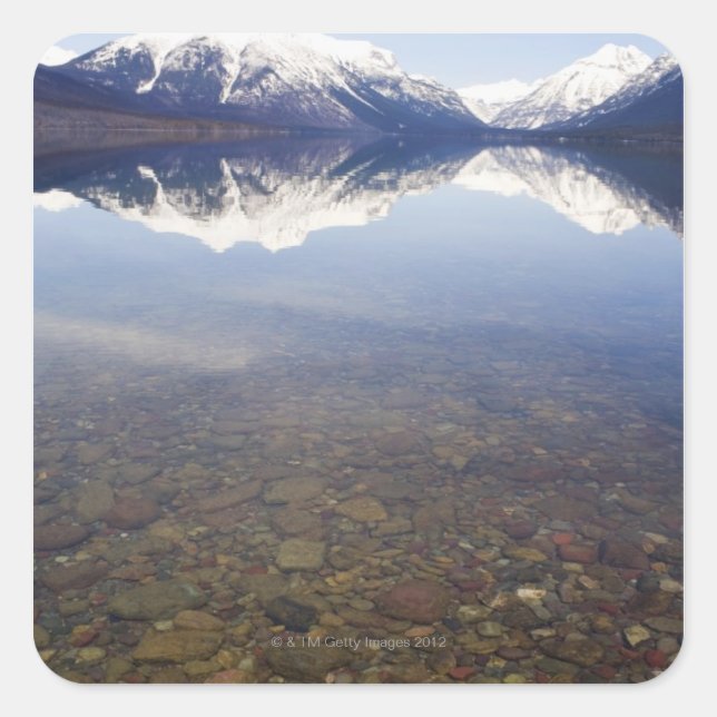 USA, Colorado, Gebirge im See reflektiert Quadratischer Aufkleber (Vorderseite)