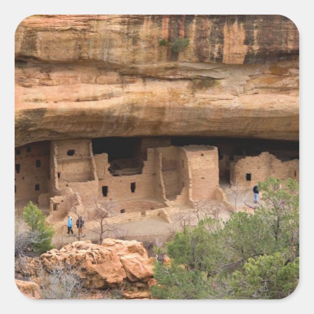 USA, Colorado. Klippenwohnungen Quadratischer Aufkleber (Vorderseite)