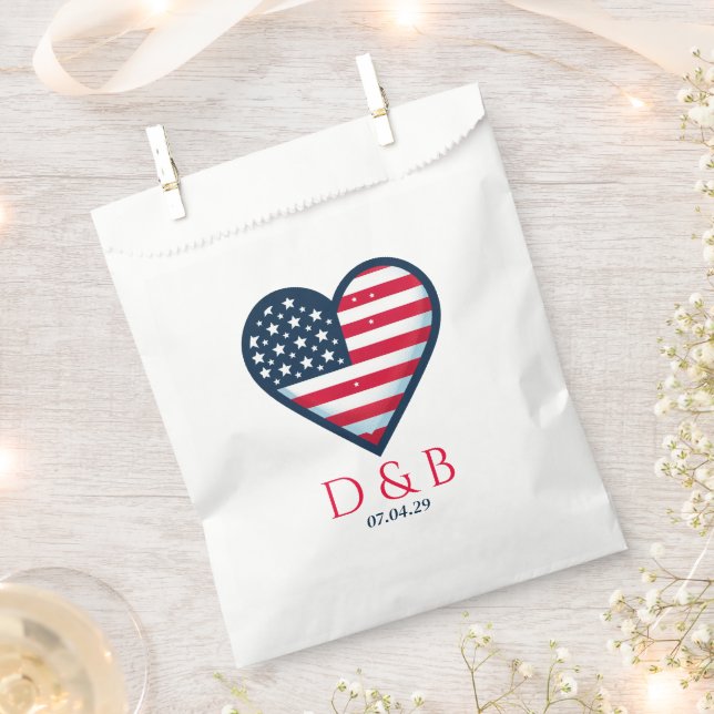 USA Couple Heart Wedding Geschenktütchen (Ausgeschnitten)