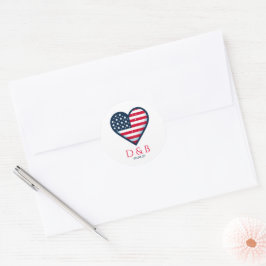 USA Couple Heart Wedding Runder Aufkleber