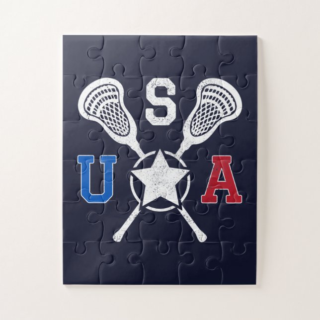 USA Crosskick Emblem - Lacrosse USA American Flag (Vertikal)