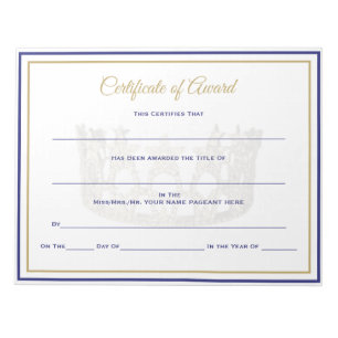 USA Crown Certificates-Award Notizblock