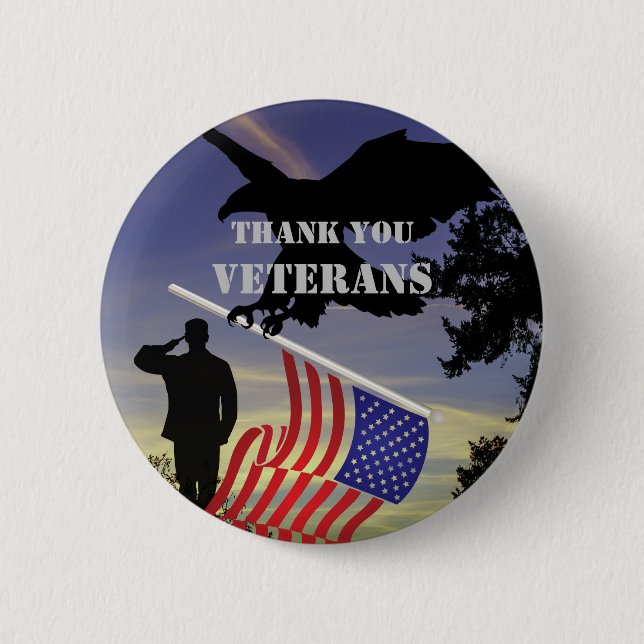 USA Danke Veterans Custom Size Button Button (Vorderseite)