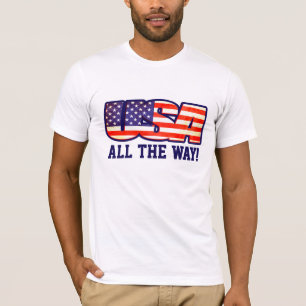 USA den ganzen Weg! oder Ihre Worte Flag Text T -  T-Shirt