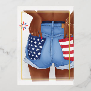 USA Denim Girl Birthday Party Foil Invitation