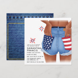 USA Denim Girl Graduation Party Invitation