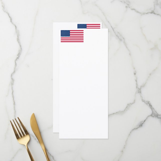 USA des US-Flaggenmenüs Menükarte (Vorderseite/Rückseite Beispiel)