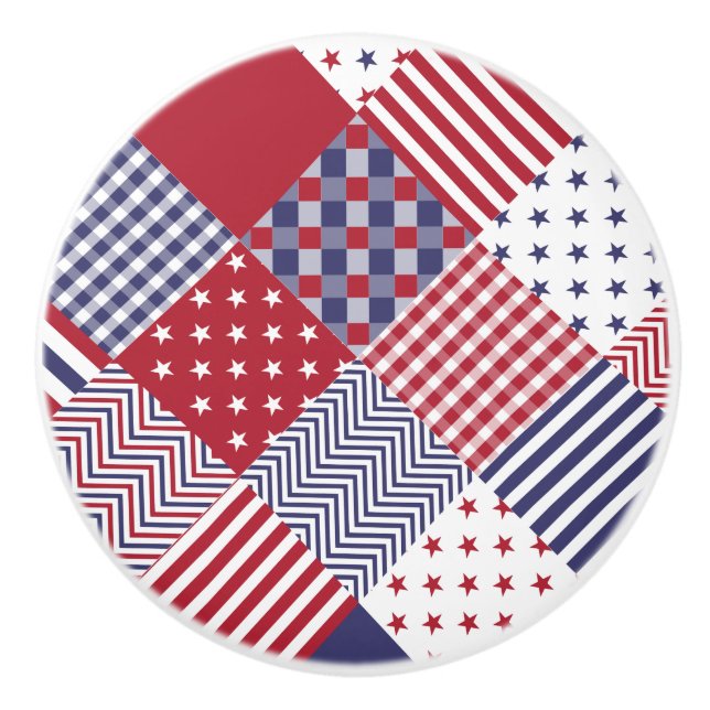 USA diagonale rote weiße u. blaue Keramikknauf (Vorderseite)