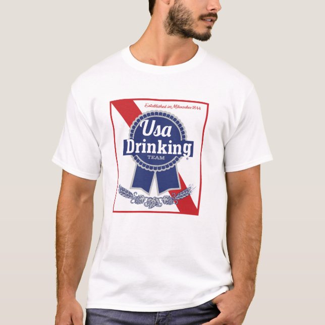 USA, die blaues Band PBR des Teams trinken T-Shirt (Vorderseite)
