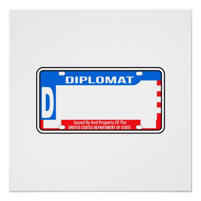 USA Diplomatisches Nummernschild Blank Poster (Vorderseite)