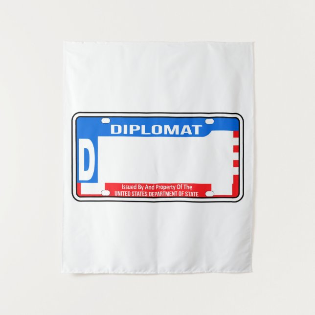 USA Diplomatisches Nummernschild Blank Wandteppich (Vorderseite)