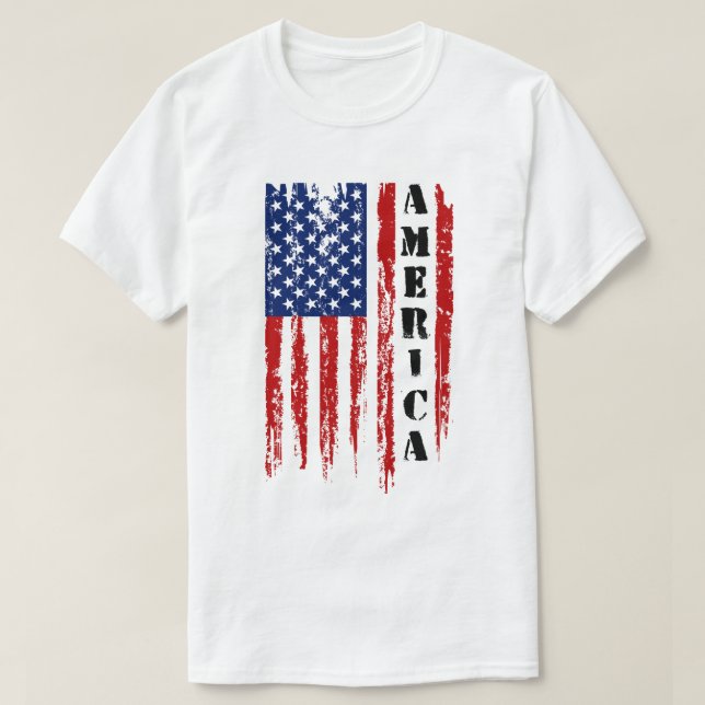 USA Distessated American Flag T-Shirt (Design vorne)