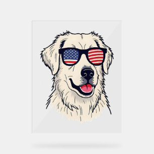 USA Dog Lover - Cooler Hund mit amerikanischen Fla Acrylschild