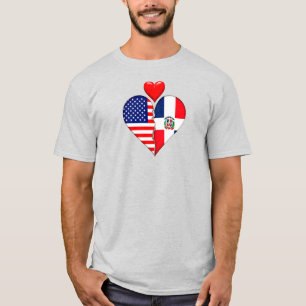 USA Dominikanische Republik Herz Flaggen Hispanoam T-Shirt