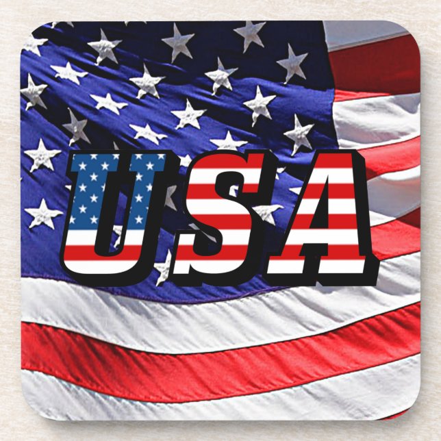 USA - Drapeau américain Dessous de verre en plasti (Devant)