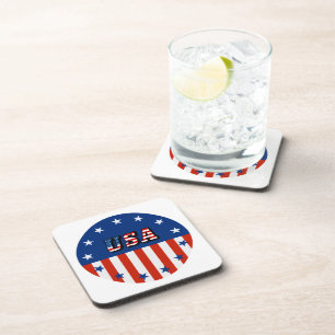 USA - Drapeau américain en Dessous de verre de boi