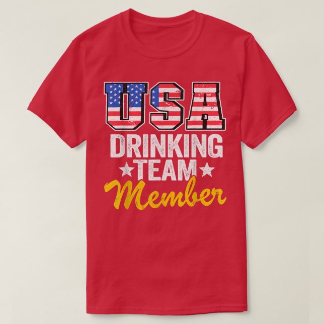 USA Drinking Team Mitglied Amerikanisches Flag 4.  T-Shirt (Design vorne)