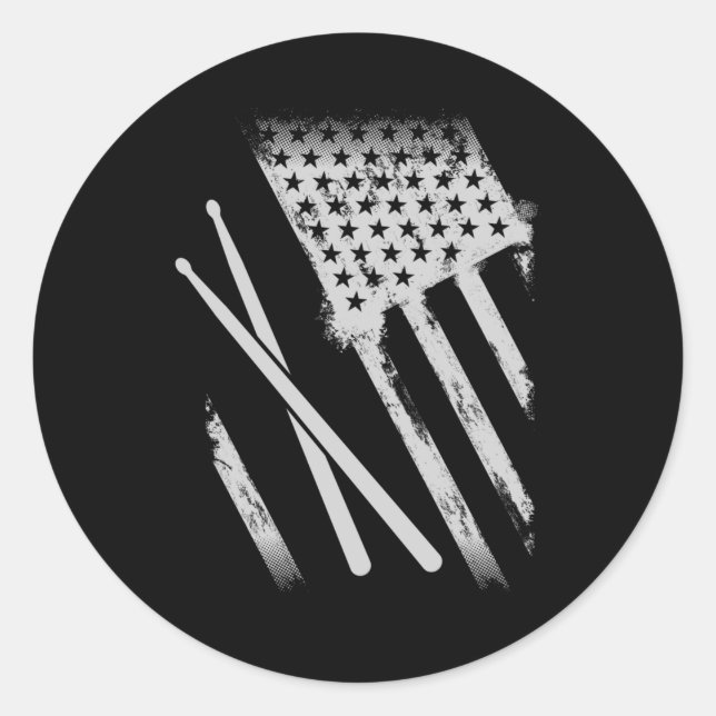 USA Drumsticks American Flag Patriotic Drummer Runder Aufkleber (Vorderseite)