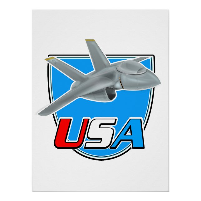 USA-Düsenflugzeug-Logo Poster (Vorderseite)