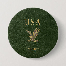 USA Eagle 1775 - 2026 Fax Green Leather Button