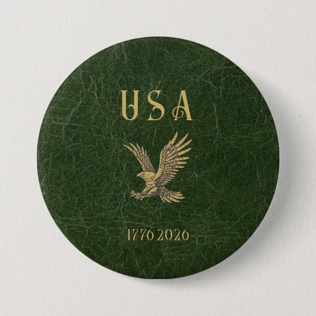 USA Eagle 1775 - 2026 Fax Green Leather  Button (Vorderseite)
