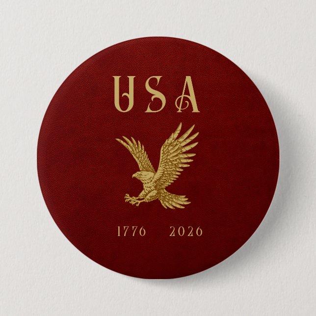USA Eagle 1775 - 2026 Fax Red Leather  Button (Vorderseite)