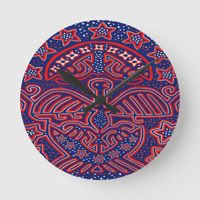USA Eagle Democratic Patriot Runde Wanduhr (Vorderseite)