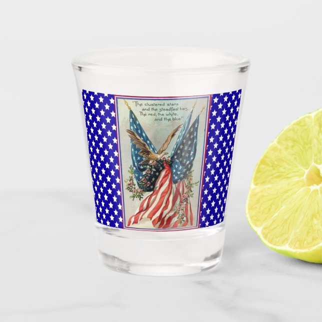 USA Eagle Fourth of July Patriotic Flag Schnapsglas (Vorderseite)