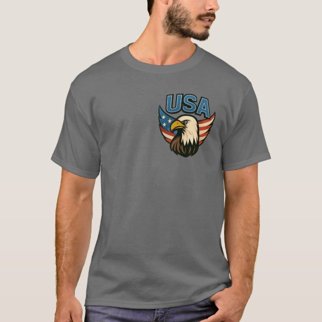 USA Eagle Patriot Emblem - Bold American Flag Desi T-Shirt (Vorderseite)