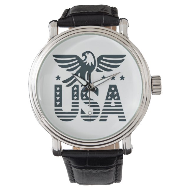 USA Eagle Patriotic Design - US Flagge Style Armbanduhr (Vorderseite)