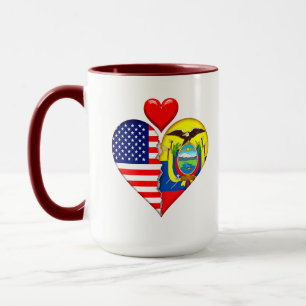USA Ecuador Herz Flaggen Spanisch Hispanisches Erb Tasse