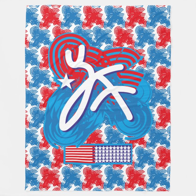 USA/EEUU FLAG SIMPLIFIED TEXT BY MASANSER PIXELAT FLEECEDECKE (Vorderseite)