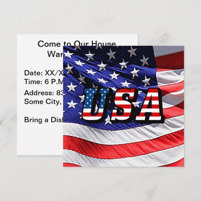 USA - Einladung zur amerikanischen Flagge und Flag (Vorne/Hinten)