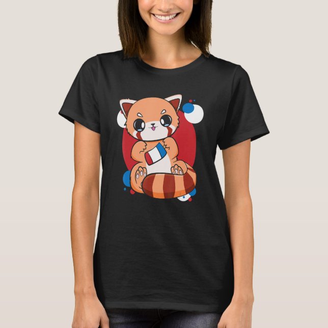 USA Eiscreme 4. Juli Niedlich Red Panda Veteran T-Shirt (Vorderseite)