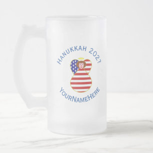 USA Engel rotes Haar Hanukkah-Flagge Personalisier Mattglas Bierglas