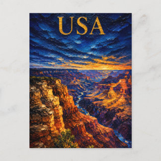 USA: Epic Sunset Grand Canyon Art Souvenir Postkarte