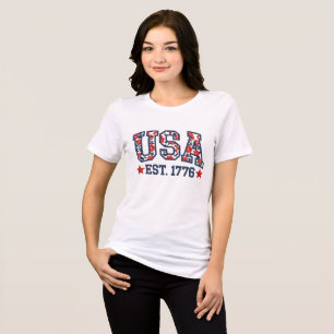 USA Est 1776 Falsche Stickerei Amerika 1776–202 Tri-Blend Shirt