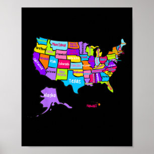 USA Farbtabelle mit Staat N Poster