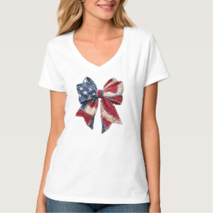 USA Faux Patchwork Schleife, Amerikanische Flagge T-Shirt