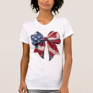 USA Faux Patchwork-Schleife, amerikanische Flagge T-Shirt