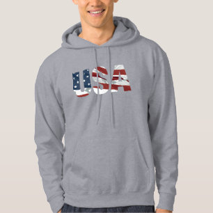 USA Fettgedruckter Text Amerikanische Flagge Patri Hoodie
