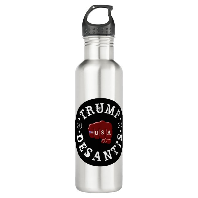 USA Fist Tattoo Trump DeSantis 2024 Edelstahlflasche (Vorderseite)