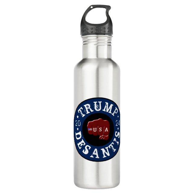 USA Fist Tattoo Trump DeSantis 2024 Edelstahlflasche (Vorderseite)