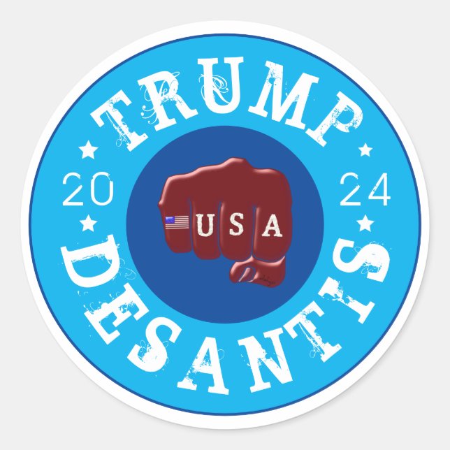 USA Fist Tattoo Trump DeSantis 2024 Runder Aufkleber (Vorderseite)