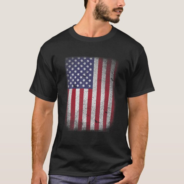 USA Flag 4. Juli American Red White Star Str. T-Shirt (Vorderseite)